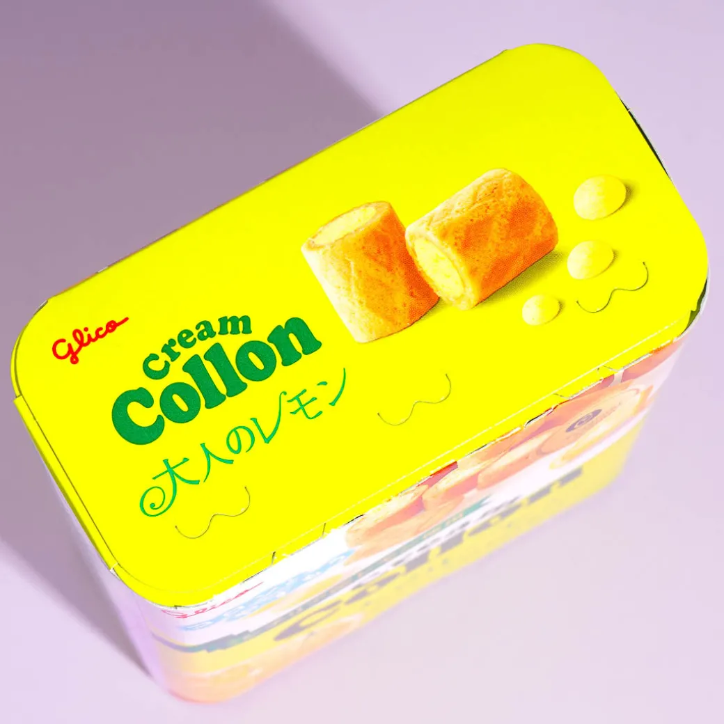 Glico Cream Collon Biscuit Rolls - Lemon