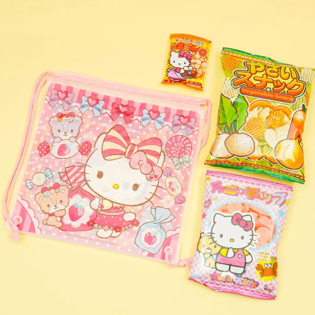Hello Kitty Drawstring Pouch With Snacks